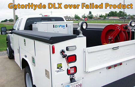 Utility truck spray with GatorHyde DLX polyurea spray