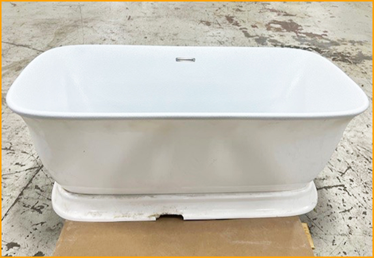 Fiberglass bath tub sprayed with GatorHyde and topcoated with a white aliphatic paint.