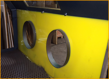  Polyurethane was used to protect the interior of a small blast cabinet.